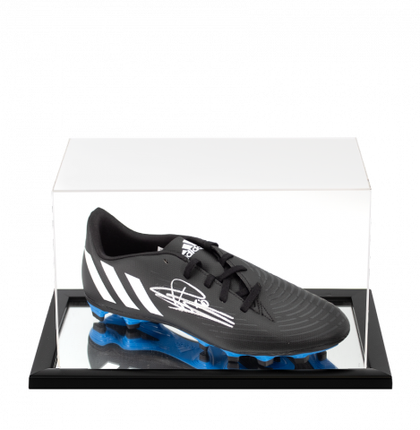 Clarence Seedorf Signed Black and Blue Adidas Predator Boot In Acrylic Case