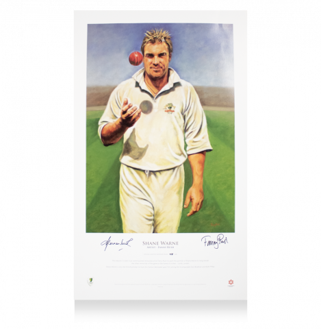 Shane Warne Signed Australia Cricket Print 
