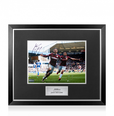 Jack Grealish Signed Aston Villa Photo In Premium Photo Frame: Iconic Birmingham Derby Goal