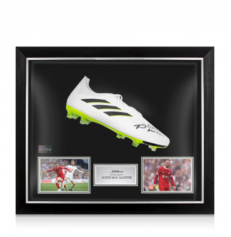 Alexis Mac Allister Signed White Adidas Copa Football Boot In Bubble Frame: Option 1