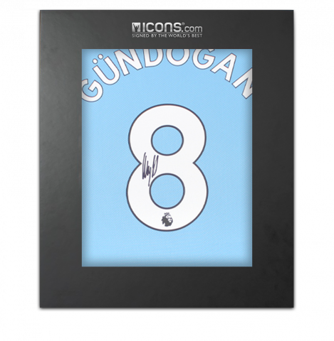 Ilkay Gundogan Back Signed Manchester City 2021-22 Home Shirt In Deluxe Packaging