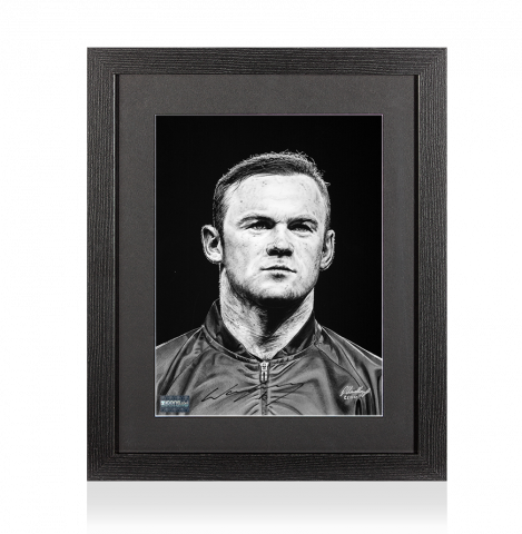 Wayne Rooney Signed Tribute Artwork In Black Wooden Frame: Signed In Black