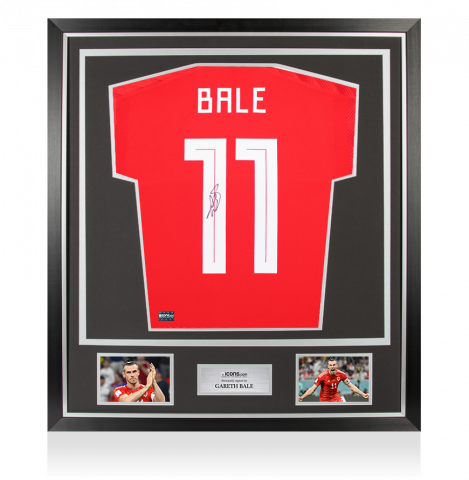 PRE-FRAMED Gareth Bale Back Signed Modern Wales Home Shirt In Classic Frame
