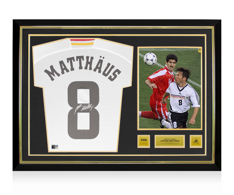 Lothar Matthaus Official 1998 FIFA World Cup™ Back Signed and Hero Framed Germany 1998-00 Home Shirt
