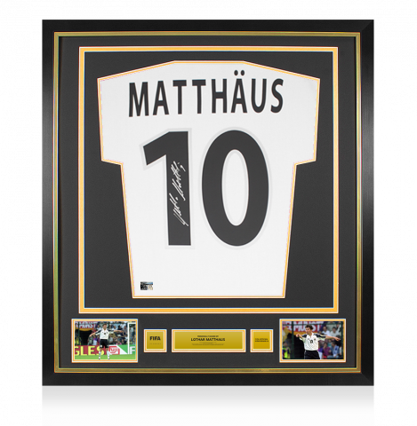Lothar Matthaus Official FIFA World Cup™ Back Signed and Framed Germany 2000-02 Home Shirt