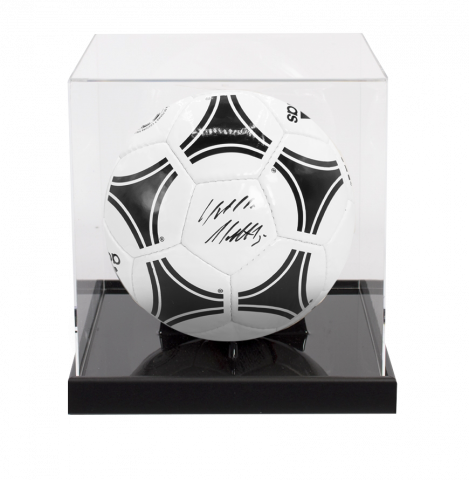 Lothar Matthaus Signed Adidas Tango Football In Acrylic Case