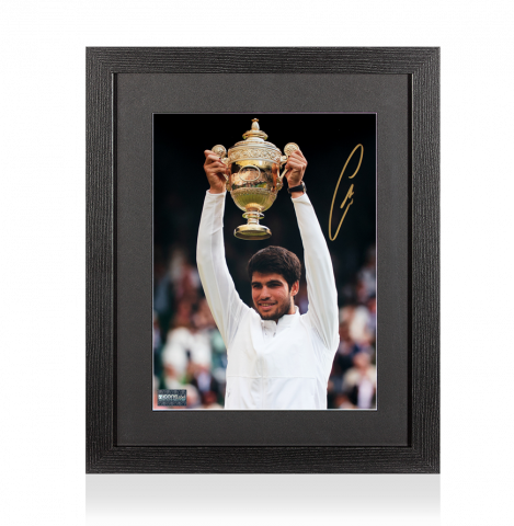 Carlos Alcaraz Signed Photo In Black Wooden Frame: 2023 Wimbledon Winner