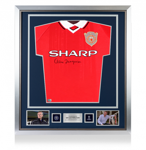 Alex Ferguson Official UEFA Champions League Front Signed and Framed Manchester United 1999 UEFA Champions League Shirt