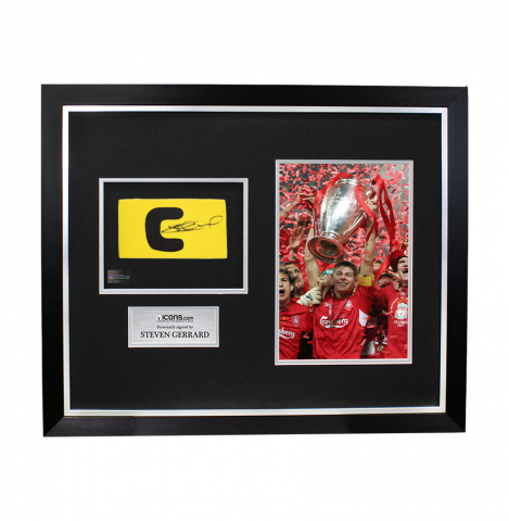 Steven Gerrard Signed and Framed Yellow Captain's Armband