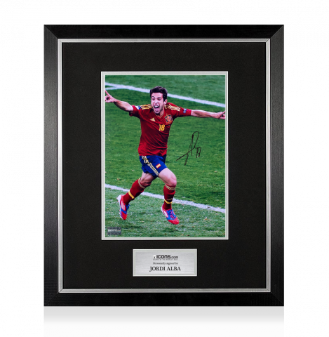Jordi Alba Signed Spain Photo In Premium Photo Frame: UEFA EURO 2012 Final Goal
