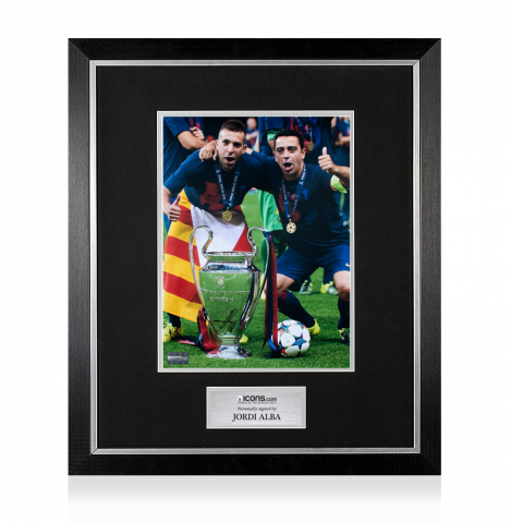 Jordi Alba Signed FC Barcelona Photo In Premium Photo Frame: 2015 UEFA Champions League Winner