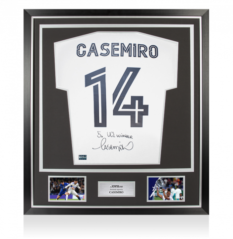 Casemiro Back Signed Real Madrid 2020-21 Home Shirt "5x UCL Winner" Inscription  In Classic Frame