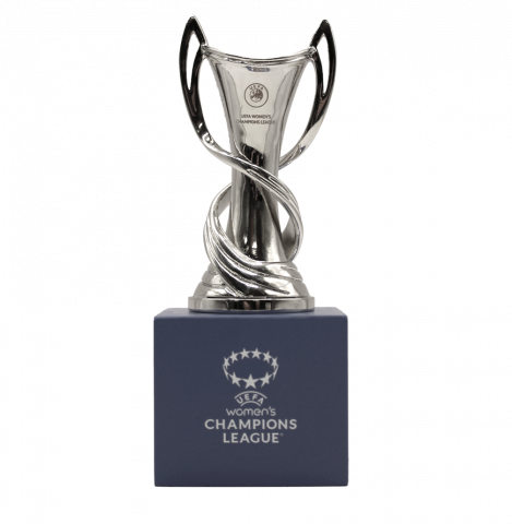 Official UEFA Women's Champions League Trophy on Pedestal 