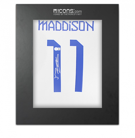 James Maddison Back Signed England 2022 Home Shirt In Deluxe Packaging