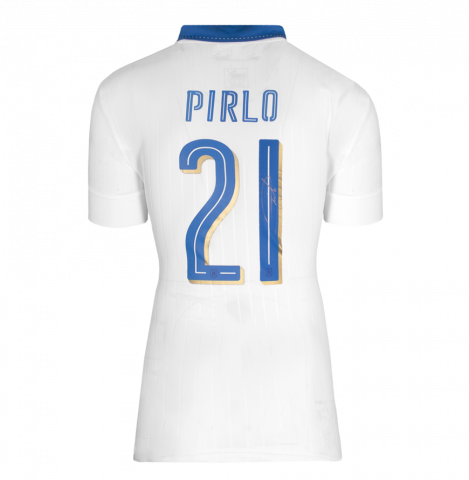 Andrea Pirlo Back Signed Signed Italy 2016 Away Shirt In Deluxe Packaging