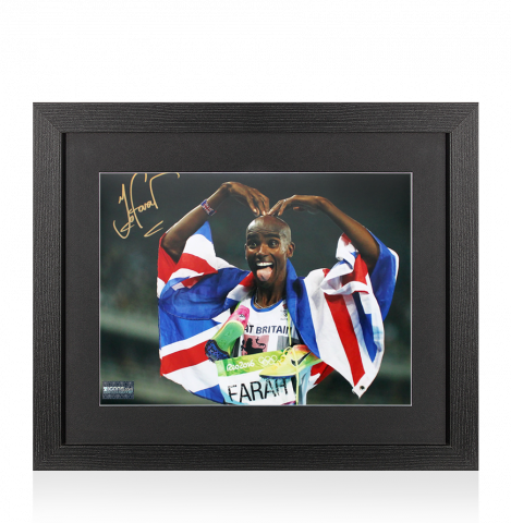 Sir Mo Farah Signed Photo In Black Wooden Frame: MoBot
