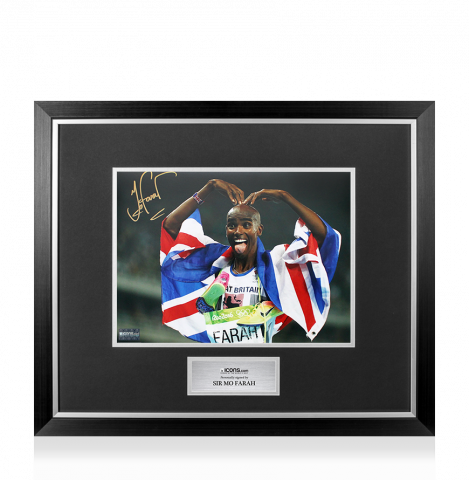Sir Mo Farah Signed Photo In Premium Photo Frame: MoBot