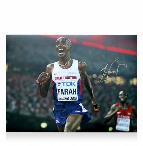 Sir Mo Farah Signed Photo: Beijing 2015 Men's 10,000m Gold