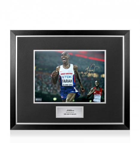 Sir Mo Farah Signed Photo In Premium Photo Frame: Beijing 2015 Men's 10,000m Gold