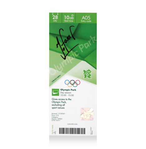 Sir Mo Farah Signed Ticket: London 2012 Olympic Park Access