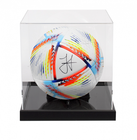 Julian Alvarez Signed 2022 FIFA World Cup Football In Acrylic Case