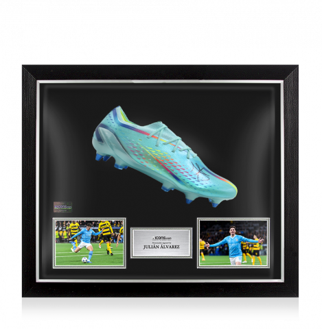 Julian Alvarez Signed Adidas X Speedportal .1 Boot In Bubble Frame: Option 1