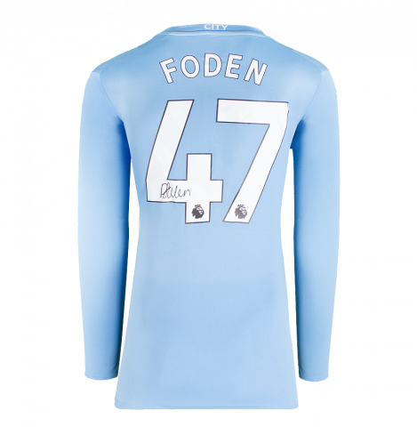 Phil Foden Back Signed Manchester City 2023-24 Long Sleeved Home Shirt 