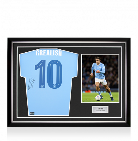 Jack Grealish Back Signed Manchester City 2023-24 Home Shirt  In Hero Frame: Option 1