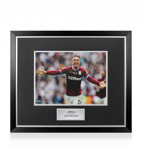 Jack Grealish Signed Aston Villa Photo In Premium Photo Frame: Promotion Celebration