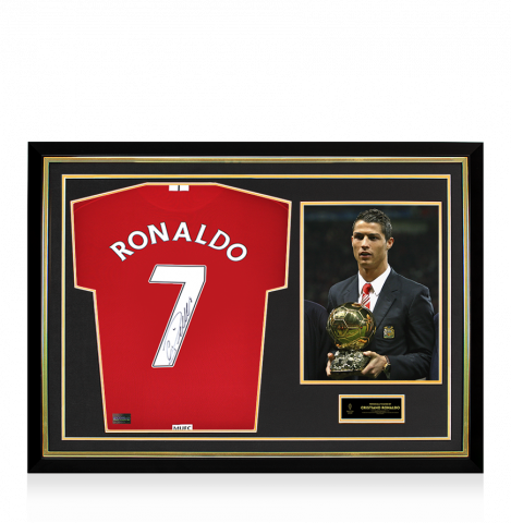 Cristiano Ronaldo Official Ballon d'Or™ Back Signed and Hero Framed Manchester United 2007-09 Home Shirt