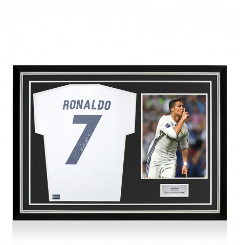 Cristiano Ronaldo Back Signed Real Madrid Modern Home Shirt In Hero Frame: Option 1