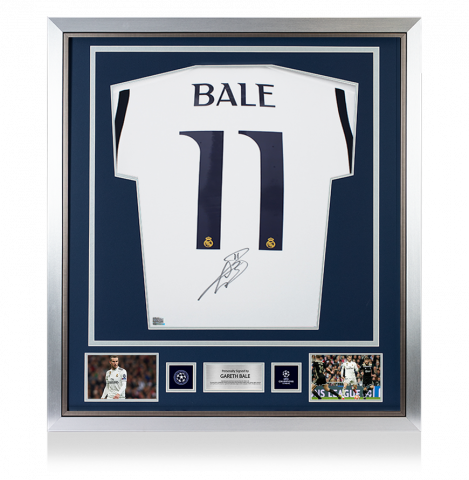 Gareth Bale Official UEFA Champions League Back Signed and Framed Real Madrid 2023-24 Home Shirt