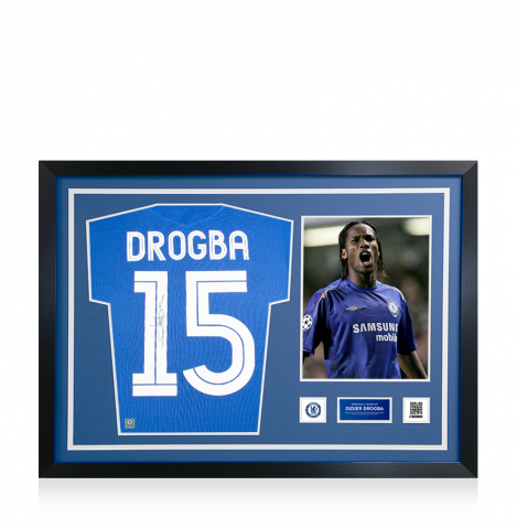 Didier Drogba Official Chelsea FC Signed and Framed Chelsea 2005-06 Centenary Home Shirt