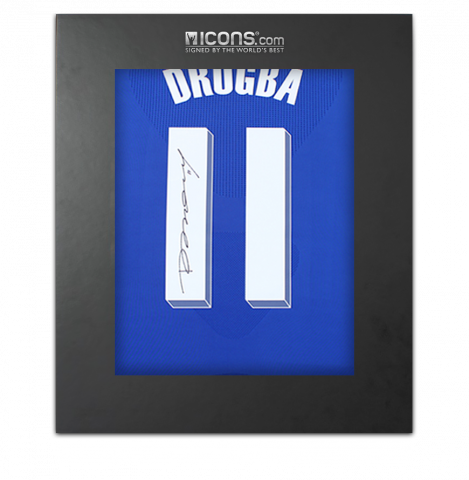 Didier Drogba Back Signed Chelsea 2010-11 Home Shirt with Fan Style Numbers In Deluxe Packaging