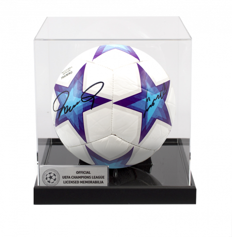 Didier Drogba and Fernando Torres Official UEFA Champions League Dual Signed Football In Acrylic Case