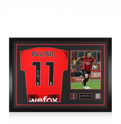 Christian Pulisic Official AC Milan Back Signed and Framed 2023-24 Home Shirt