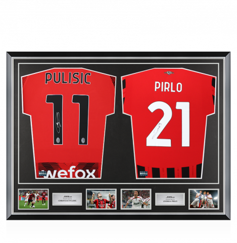 Christian Pulisic & Andrea Pirlo Signed AC Milan Shirts In Classic Dual Frame