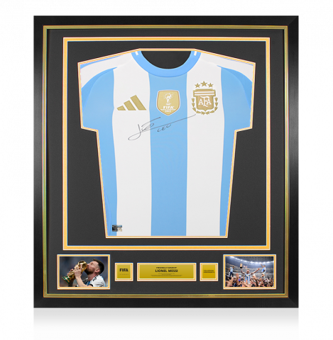 Lionel Messi Official FIFA World Cup™ Front Signed and Framed Argentina 2024-25 Home Shirt