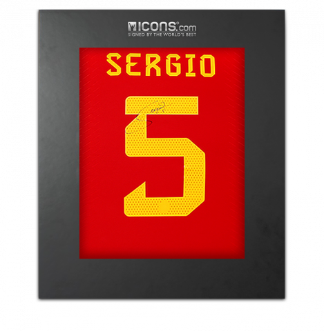 Sergio Busquets Back Signed Spain 2022-23 Home Shirt In Deluxe Packaging