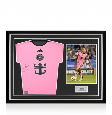 Sergio Busquets Front Signed Inter Miami CF 2024-25 Home Shirt In Hero Frame: Option 1