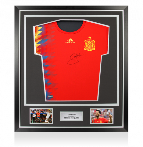 PLAYER ISSUE Sergio Busquets Front Signed Spain 2018 Home Shirt In Classic Frame