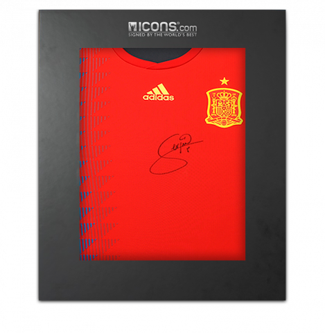 PLAYER ISSUE Sergio Busquets Front Signed Spain 2018 Home Shirt In Deluxe Packaging