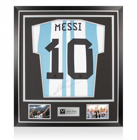 Lionel Messi Official Back Signed Argentina 2022 Home Shirt In Classic Frame