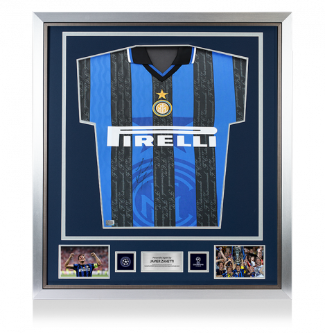 Javier Zanetti Official UEFA Champions League Front Signed and Framed Internazionale 1997-98 Home Shirt 