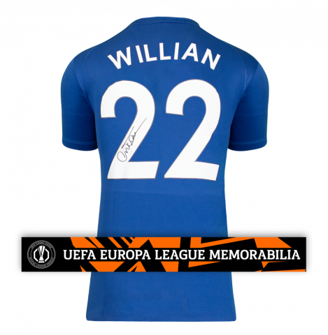 Willian Official UEFA Europa League Back Signed Chelsea T-Shirt