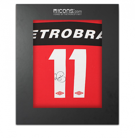Romario Back Signed CR Flamengo 1999 Home Shirt In Deluxe Packaging