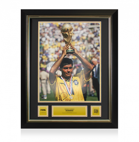 Romario Official 1994 FIFA World Cup™ Signed and Framed Brazil Photo: 1994 Winner