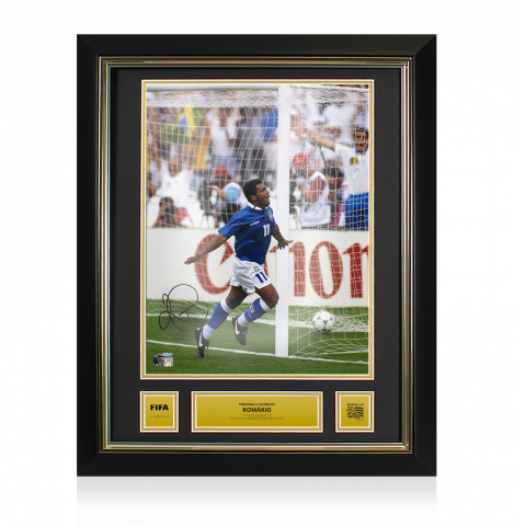 Romario Official 1994 FIFA World Cup™ Signed and Framed Brazil Photo: Quarter Final Goal v The Netherlands