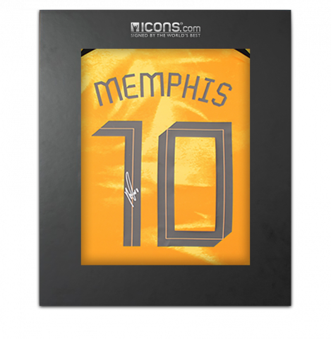 Memphis Depay Back Signed Netherlands 2022-23 Home Shirt with Fan Style Numbers In Deluxe Packaging
