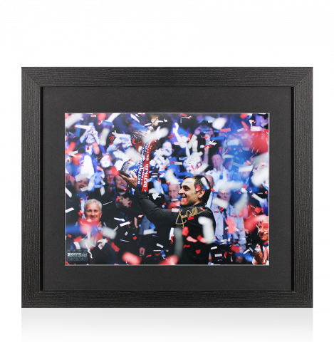 Ronnie O'Sullivan Signed Photo In Black Wooden Frame: Trophy Lift